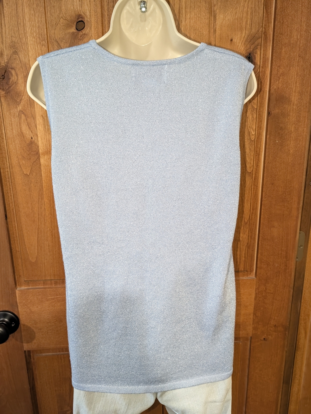 Susan Graver Light Blue Sleeveless Knit Shimmery Tank - Picture 4 of 7